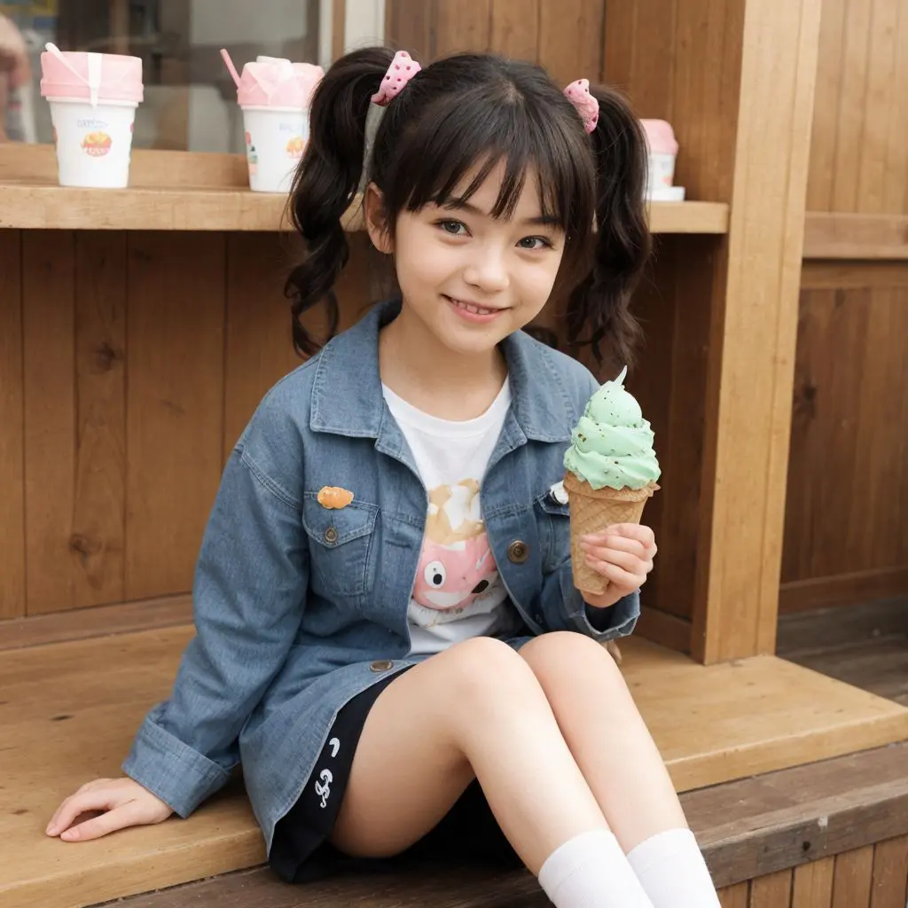 アイスクリームを食べる子ども